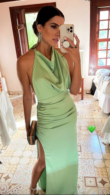 Niulatu Green Sheath Prom Dress With Split Green Evening Dress HZ1007